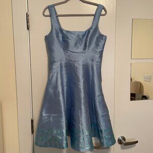 Alice Walk * Size 10 * Blue with 'paint stroke' bottom a line fit and flare